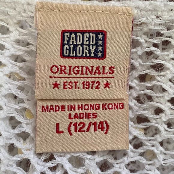 Faded Glory Crochet Boho Sequin Top Womens Size L (12-14) - Picture 7 of 9